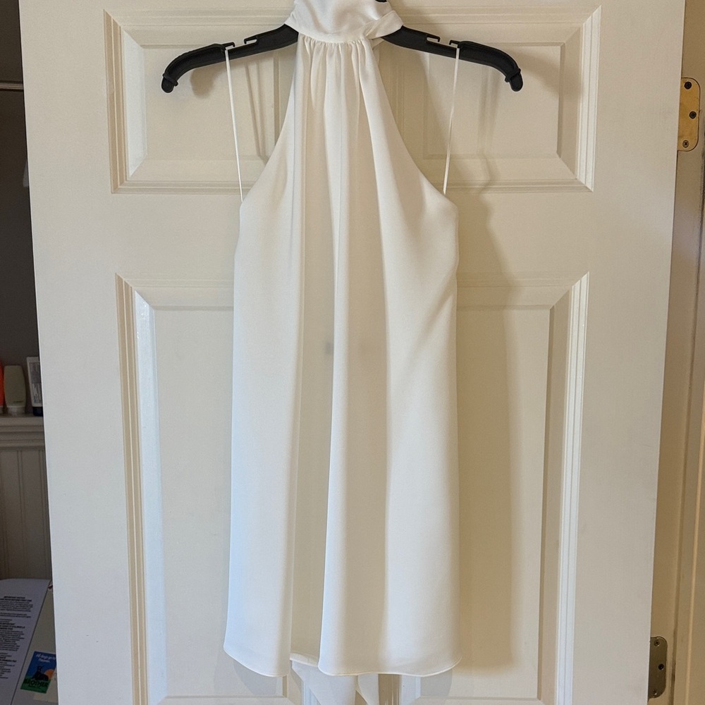 Ramy Brook Ivory High-Neck Halter Dress
